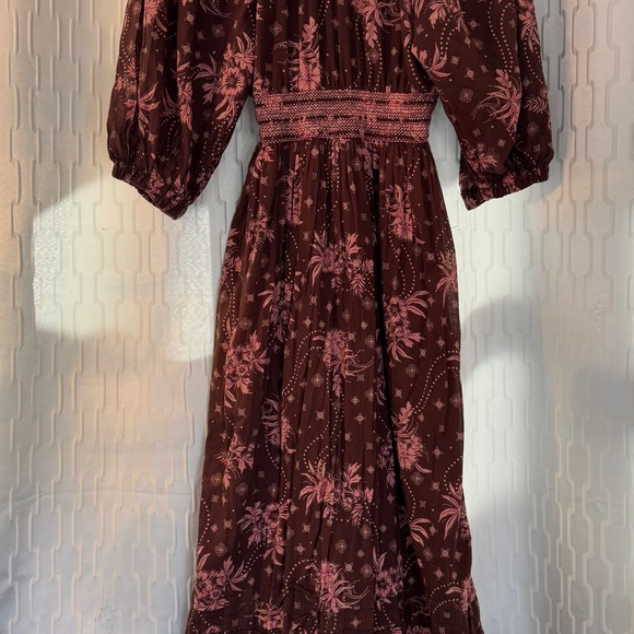 Free People Floral Pink and Burgandy Maxi Dress- Size S - Picture 7 of 13